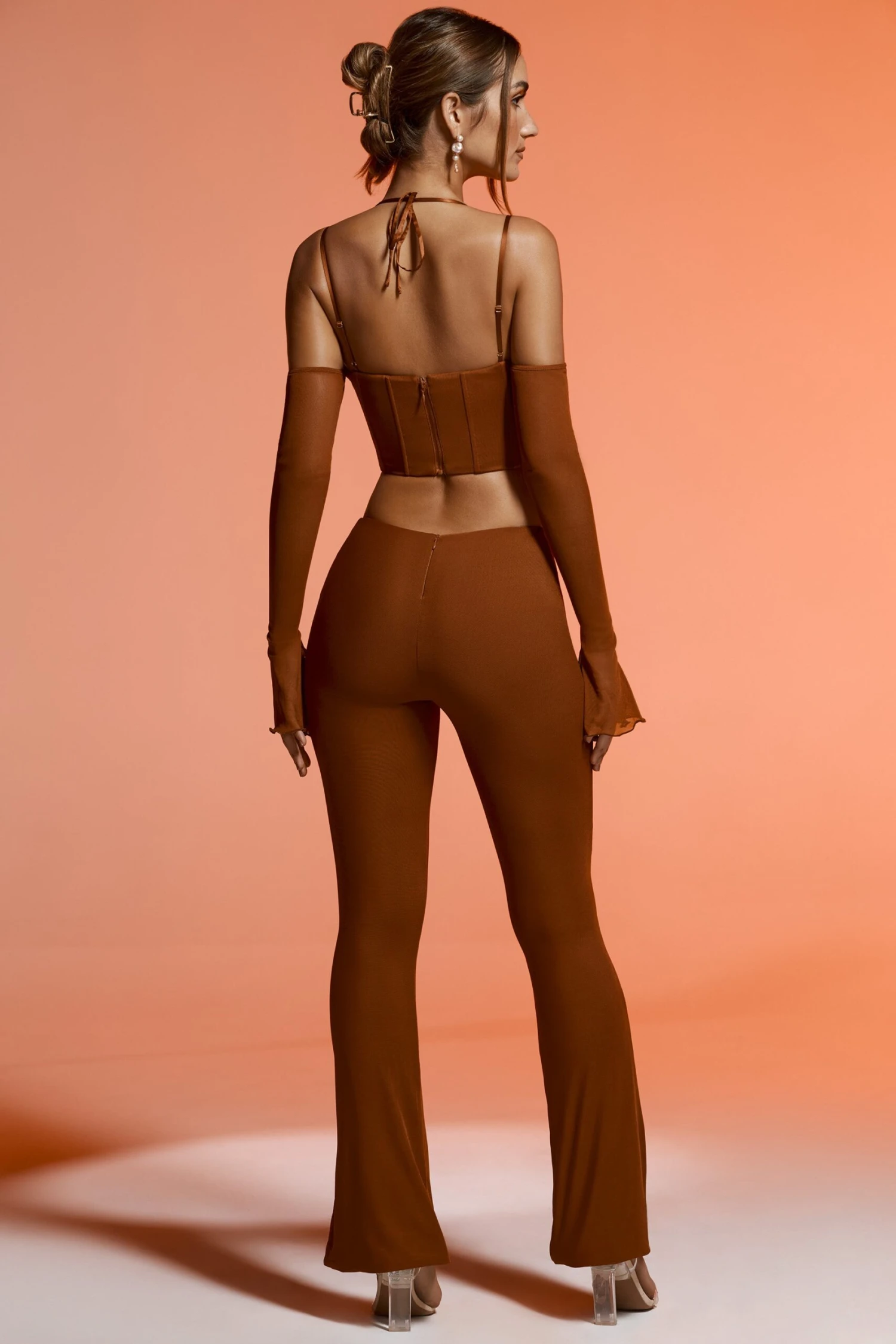 Split Flare Trousers In Brown 4 Split Flare Trousers In Brown - Image 2