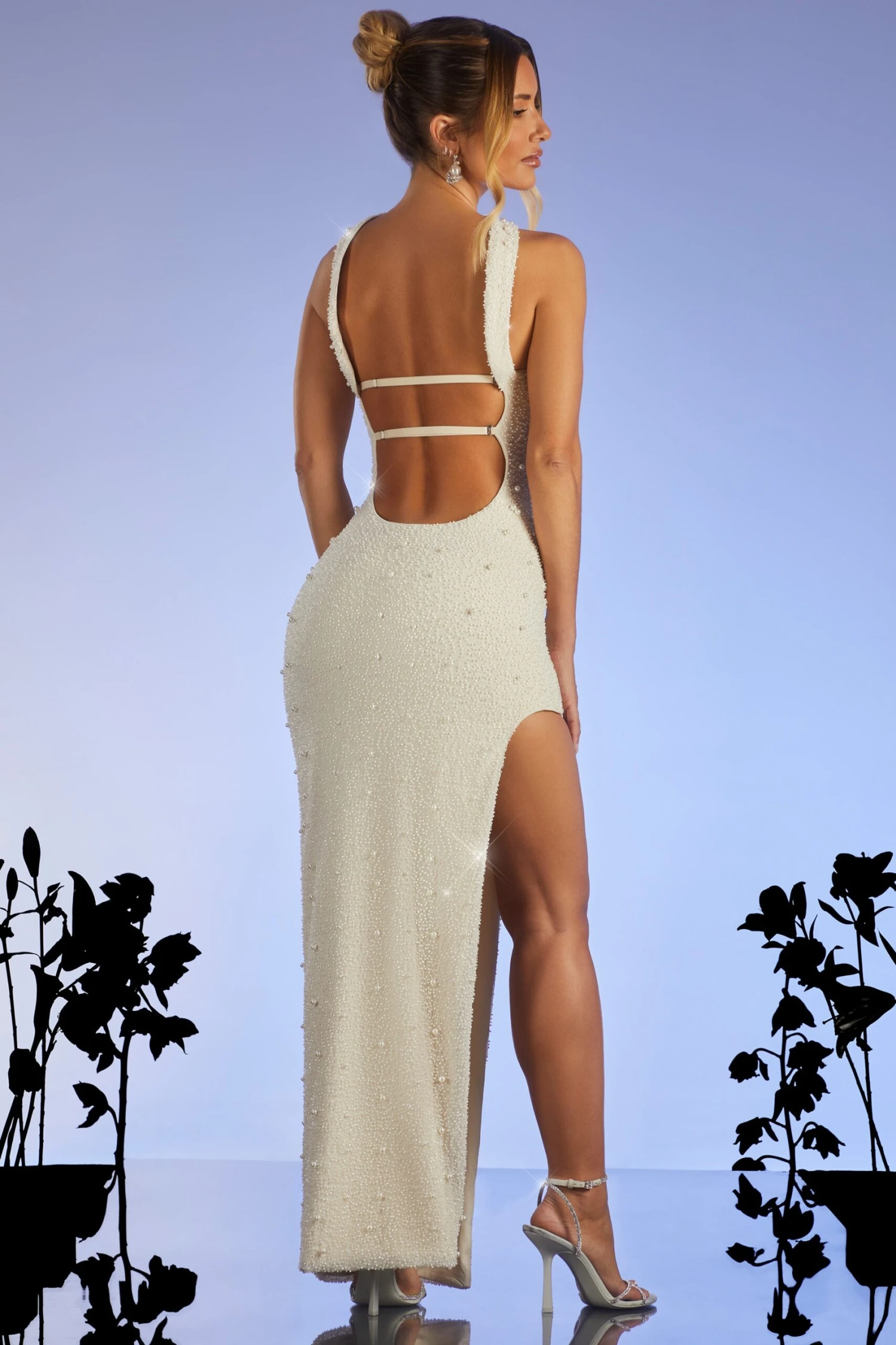Embellished Bandeau Maxi Dress In Ivory 4 Embellished Bandeau Maxi Dress In Ivory - Image 2