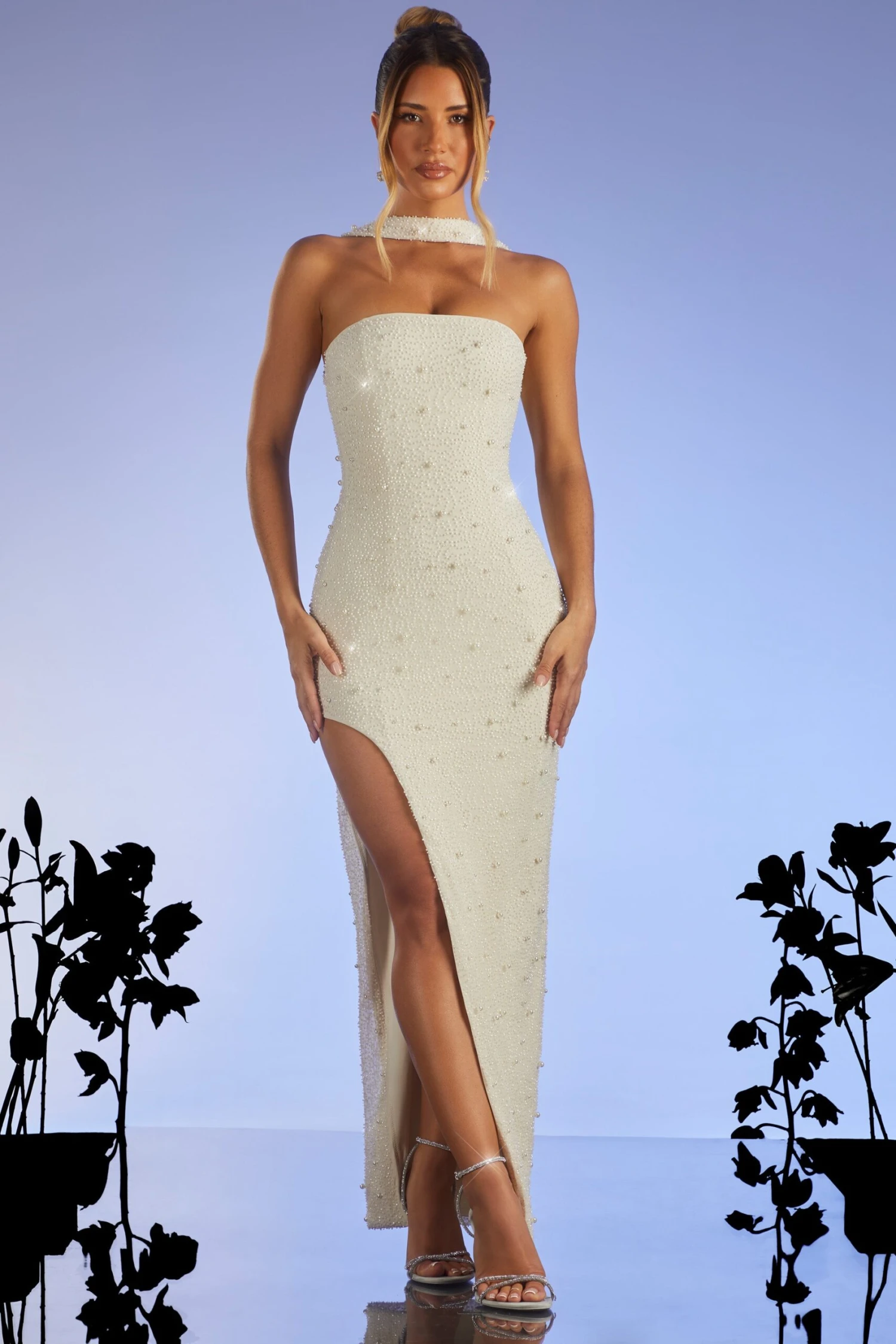 Embellished Bandeau Maxi Dress In Ivory 8 Embellished Bandeau Maxi Dress In Ivory - Image 6
