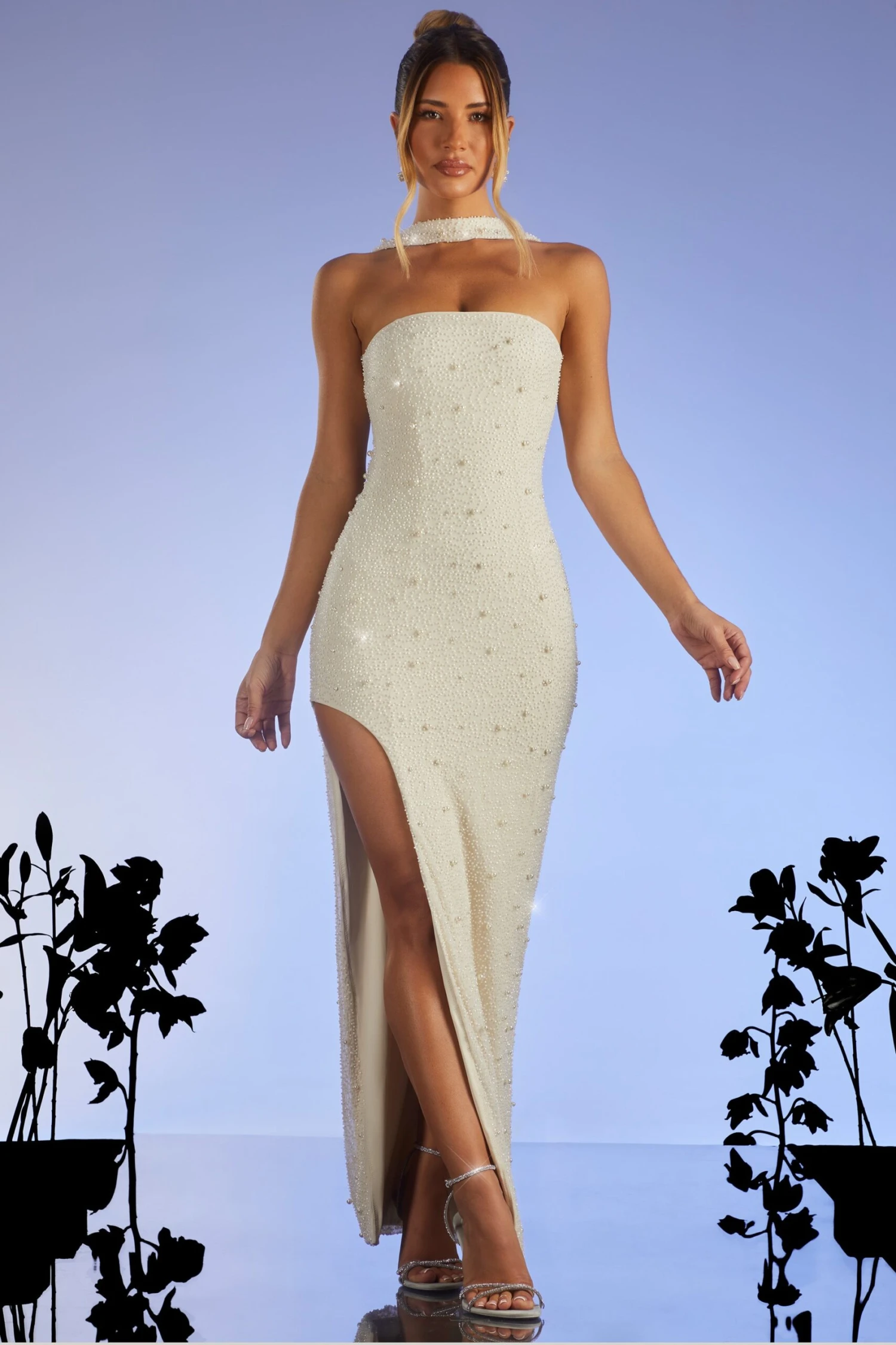 Embellished Bandeau Maxi Dress In Ivory 3 Embellished Bandeau Maxi Dress In Ivory