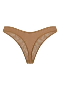 Soft Mesh Thong In Almond -Glam Dress Store 6128 Almond Back