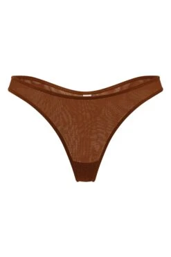 Soft Mesh Thong In Chestnut