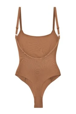 Soft Mesh Bodysuit In Honey -Glam Dress Store 6134 Honey Bodysuit BACK