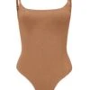 Soft Mesh Bodysuit In Honey -Glam Dress Store 6134 Honey Bodysuit FRONT