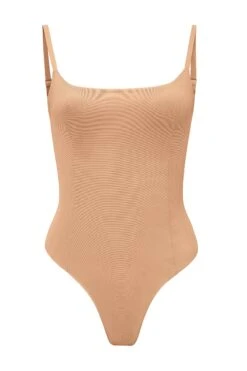Soft Mesh Bodysuit In Warm Peach
