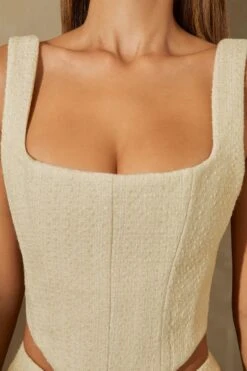 Tweed Square Neck Corset Crop Top In Stone -Glam Dress Store 6150 6151 7 Una Stone Square Neck Corset Hendrix Tweed Stright Leg Cargo Trousers 1f436a72 f72e 4d66 a13b 4ae4825b04da