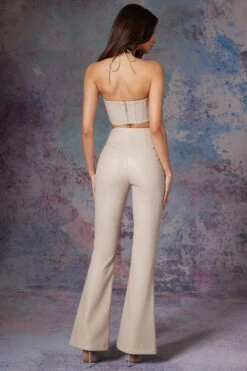 Vegan Leather Bootleg Trouser In Stone -Glam Dress Store 6175 6176 6 Amdis Stone Cross Front Corset Aluna Pu Stright Leg Cargo Trousers 9656e5ea f383 46ea 8a2c ea5a13b0c5ec