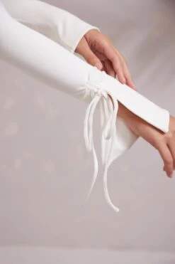 Long Sleeve Ruched A-Line Mini Dress In White -Glam Dress Store 6182 3 Lilah White Ruched A Line Mini Dress fbb3dfcf 9bc5 4818 aa1c 3964e7efbfa5