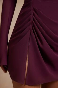 Off The Shoulder Corset Mini Dress In Plum 14 Off The Shoulder Corset Mini Dress In Plum -Glam Dress Store 6191 8 Karolina Plum OTS Draped Corset Mini