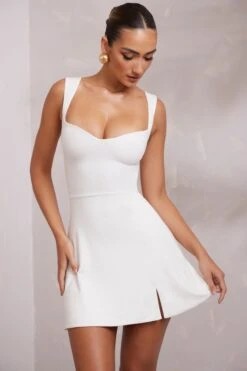Sweetheart Neckline Mini Dress In White -Glam Dress Store 6193 7 Jolie WhiteSweetheart Split Mini 3af75a0f be6b 4966 802c 70b4679dd9ee