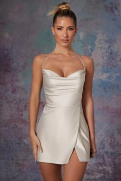 Cowl Front Wrap Over Mini Dress In Stone 13 Cowl Front Wrap Over Mini Dress In Stone -Glam Dress Store 6324 3 Stone Cowl Front Wrap Over Micro Dress 1