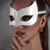 Hand Stitched Cat Eye Mask In White -Glam Dress Store 6346 2 White Cat Mask