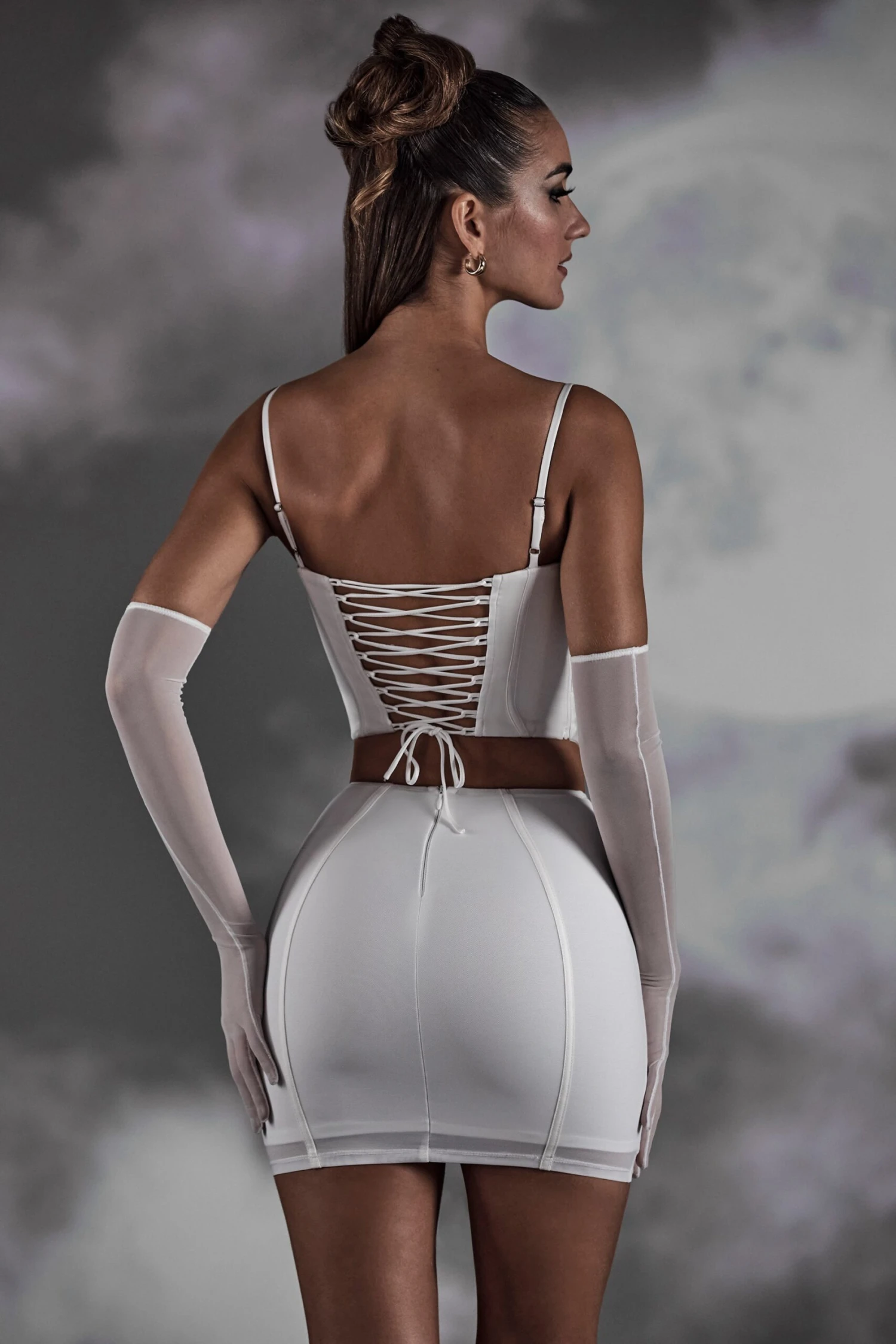 Lace Up Mini Skirt In White 4 Lace Up Mini Skirt In White - Image 2