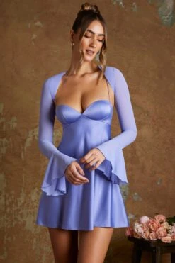 Long Flared Sleeve Shrug In Periwinkle