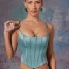 Push Up Full Length Corset In Light Teal -Glam Dress Store 6535 6722 8 Dawson Blue Maxi Skirt With Side Slit Zella Push Up Full Length Corset