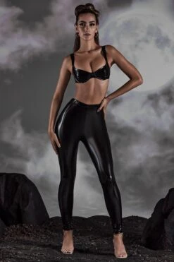 High Waist Vinyl Leggings In Black -Glam Dress Store 6536 2 Black Vynil Leggings