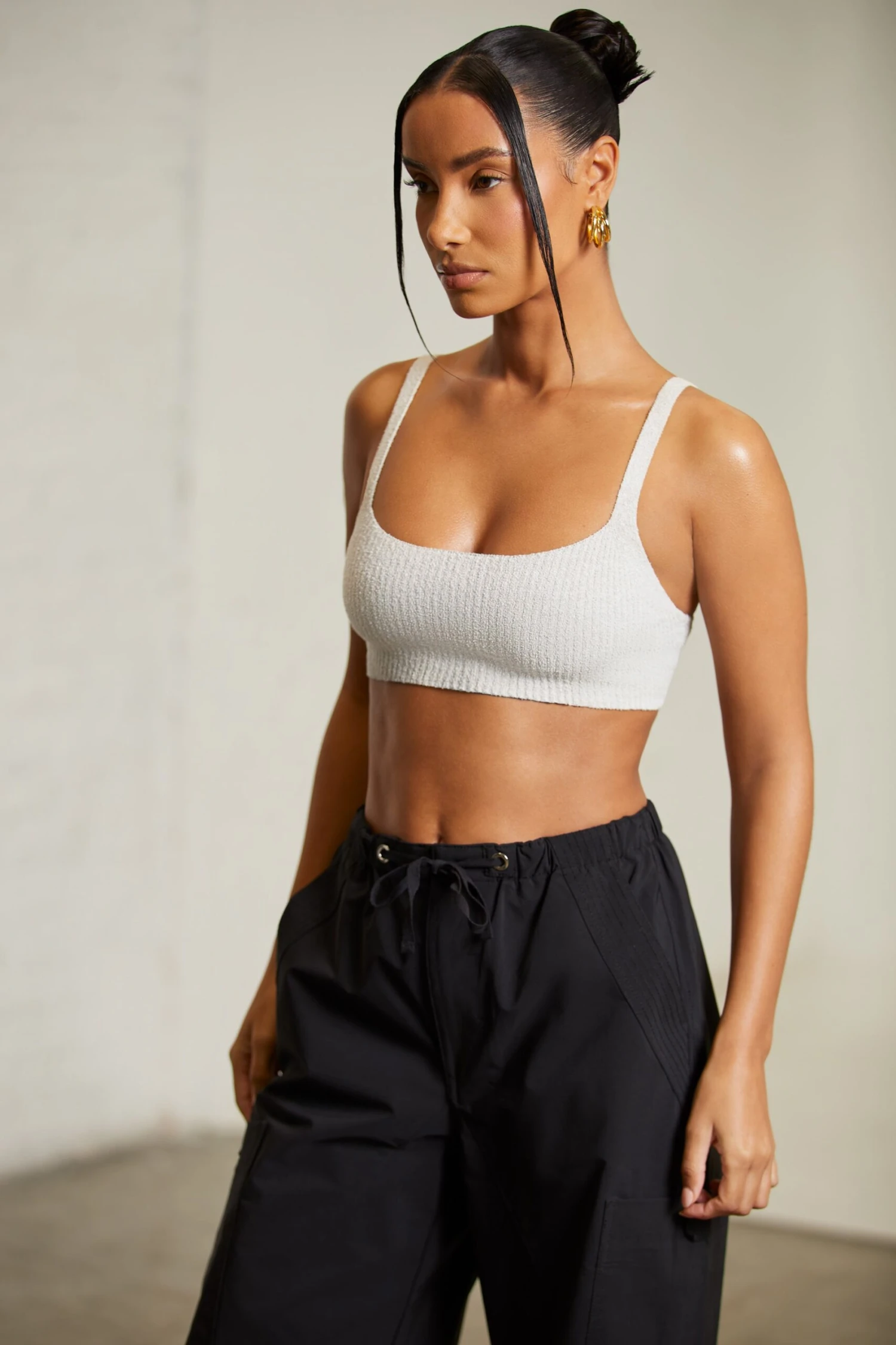 Curved Neck Crop Top In Grey 8 Curved Neck Crop Top In Grey - Image 6