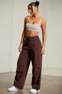 Petite Wide Leg Cargo Trousers In Brown -Glam Dress Store 6540 6718 18 Chocolate Brown Knitted Bra Crop Top Cargo Trousers d8c2b7c1 188e 4120 a365 6e14a3752a1d