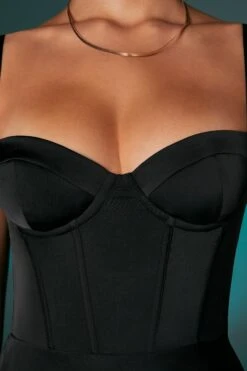 Asymmetric Hem Corset Mini Dress In Black -Glam Dress Store 6555 7 Black Corset Seam Dress With Asymetric Hem