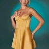Asymmetric Hem Corset Mini Dress In Gold 2 Asymmetric Hem Corset Mini Dress In Gold -Glam Dress Store 6555 9 Gold Corset Seam Dress With Asymetric Hem