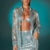 Sequin Shirt In Steel Blue