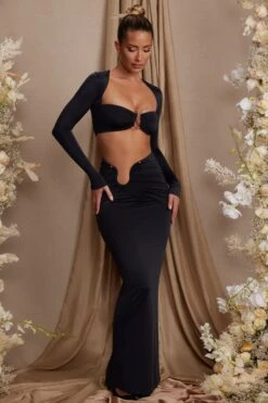 Asymmetric Draped Maxi Skirt In Black -Glam Dress Store 6708 6709 10 Maeva Tiani Black Off Shoulder Ruched Crop Top Asymmetric Draped Midi Skirt e6462607 447a 4fb8 95bc d459ae85858e