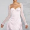 Long Sleeve Embellished A-line Mini Dress In Blush 2 Long Sleeve Embellished A-line Mini Dress In Blush -Glam Dress Store 6717 4 Geneva Blush Ruching Detail Dress