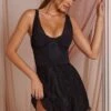 Draped Bust A-Line Mini Dress In Black