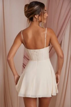 New Products -Glam Dress Store 6730 6 Elodie Ivory Lace Plunge Mini Dress