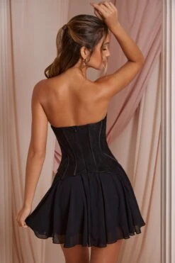 New Products -Glam Dress Store 6731 8 Chloe Black Strapless Lace Corset Circle Skirt Mini Dress