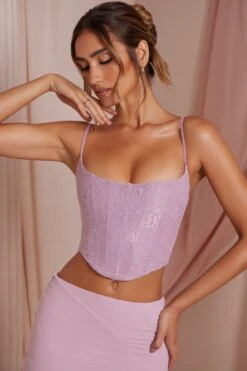 Lace Corset Crop Top In Dusty Pink -Glam Dress Store 6737 6759 14 Thea Waterfall Frill Split Maxi Skirt Lena Corset Top 8bcd8179 b1f9 46da 9e36 849dd63e4a18