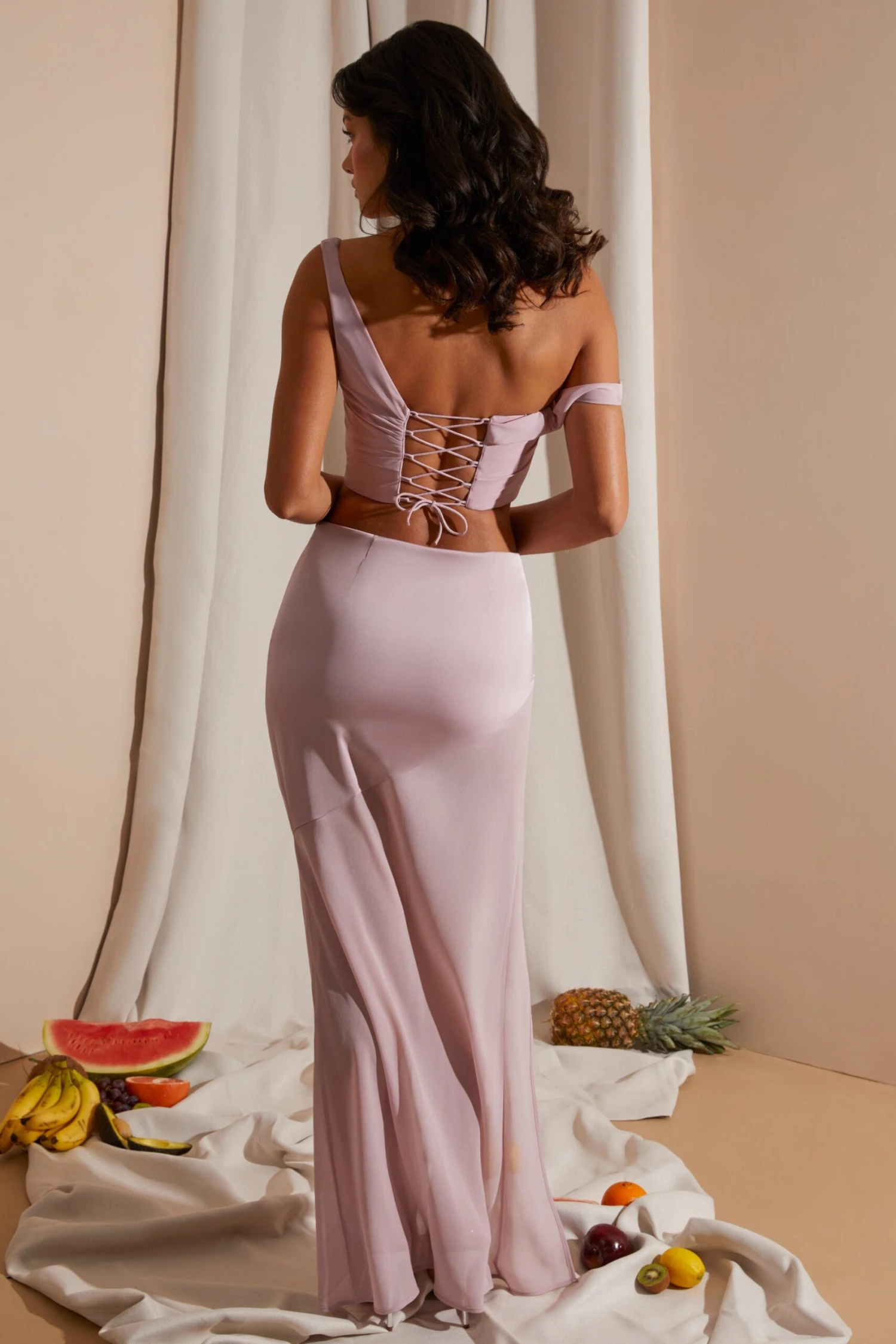 Mid Rise High Slit Maxi Skirt In Blush 4 Mid Rise High Slit Maxi Skirt In Blush - Image 2