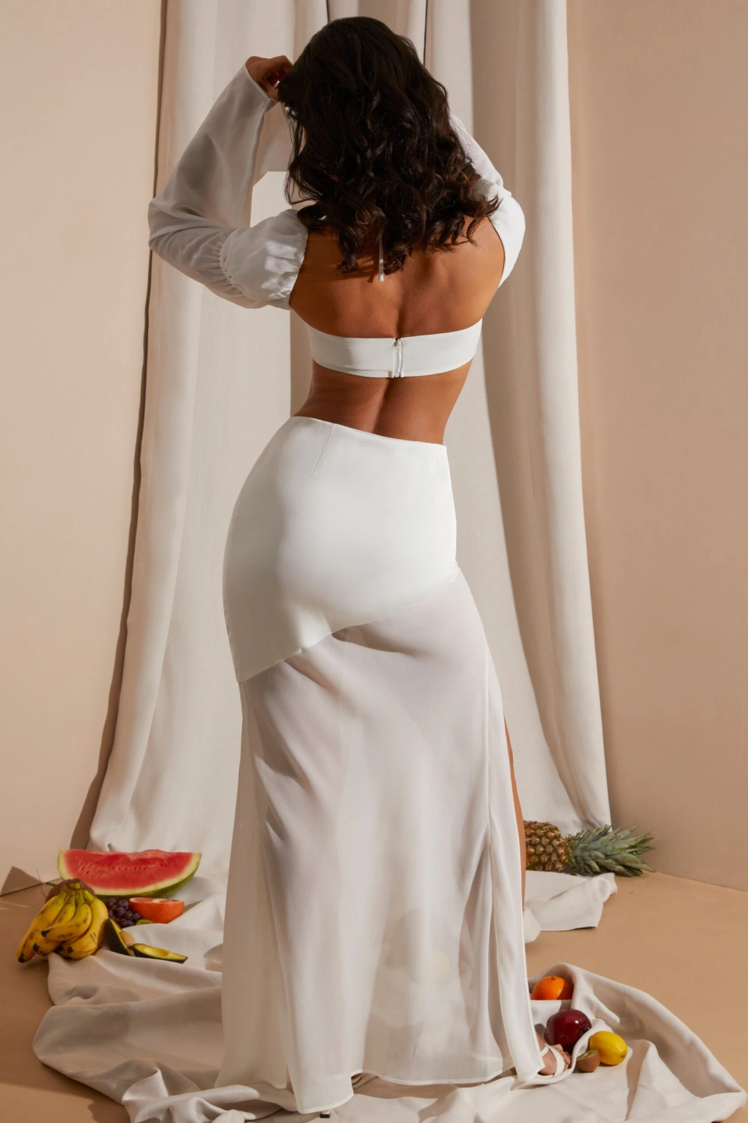 Mid Rise High Slit Maxi Skirt In White 6 Mid Rise High Slit Maxi Skirt In White - Image 4