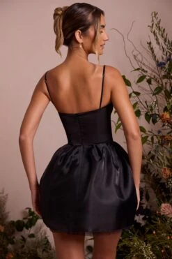 New Products -Glam Dress Store 6754 8 Floriane Black Satin Corset With Lace Trim And Tulle Skirt