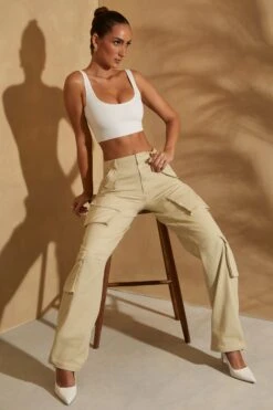 High Waist Wide Leg Cargo Trousers In Sage 12 High Waist Wide Leg Cargo Trousers In Sage -Glam Dress Store 6757 5841 12 Sage Cargo Trousers White Crop Top With Lace Up Back 555f66ba a6d3 41a6 9ad7 783d2ac8db93