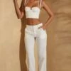 High Waist Straight Leg Linen Trousers In White -Glam Dress Store 6779 6762 3 Noa Anistyn White Gathered Bust Detail Top Trouser 58babf6c 2717 4ed2 877c 7c9070585200