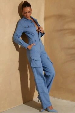 Wide Leg Long Sleeve Cargo Jumpsuit In Dark Blue -Glam Dress Store 6781 9 Blake Dark Blue Jumpsuit e9ee0f08 0b90 4fad a586 97fa886799d8