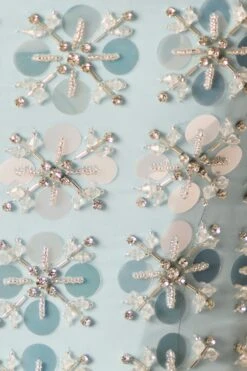 Hand Embellished Maxi Skirt In Blue -Glam Dress Store 6798 6799 15 Blue Strapless Cropped Embellished Top Embellished Maxi Split Skirt