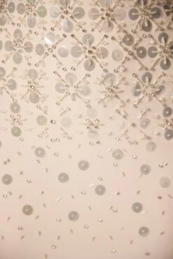 Hand Embellished Bandeau Maxi Dress In Ivory 14 Hand Embellished Bandeau Maxi Dress In Ivory -Glam Dress Store 6900 9 Alcyone Ivory Corsetted Maxi With Split Scayyered Embelishement