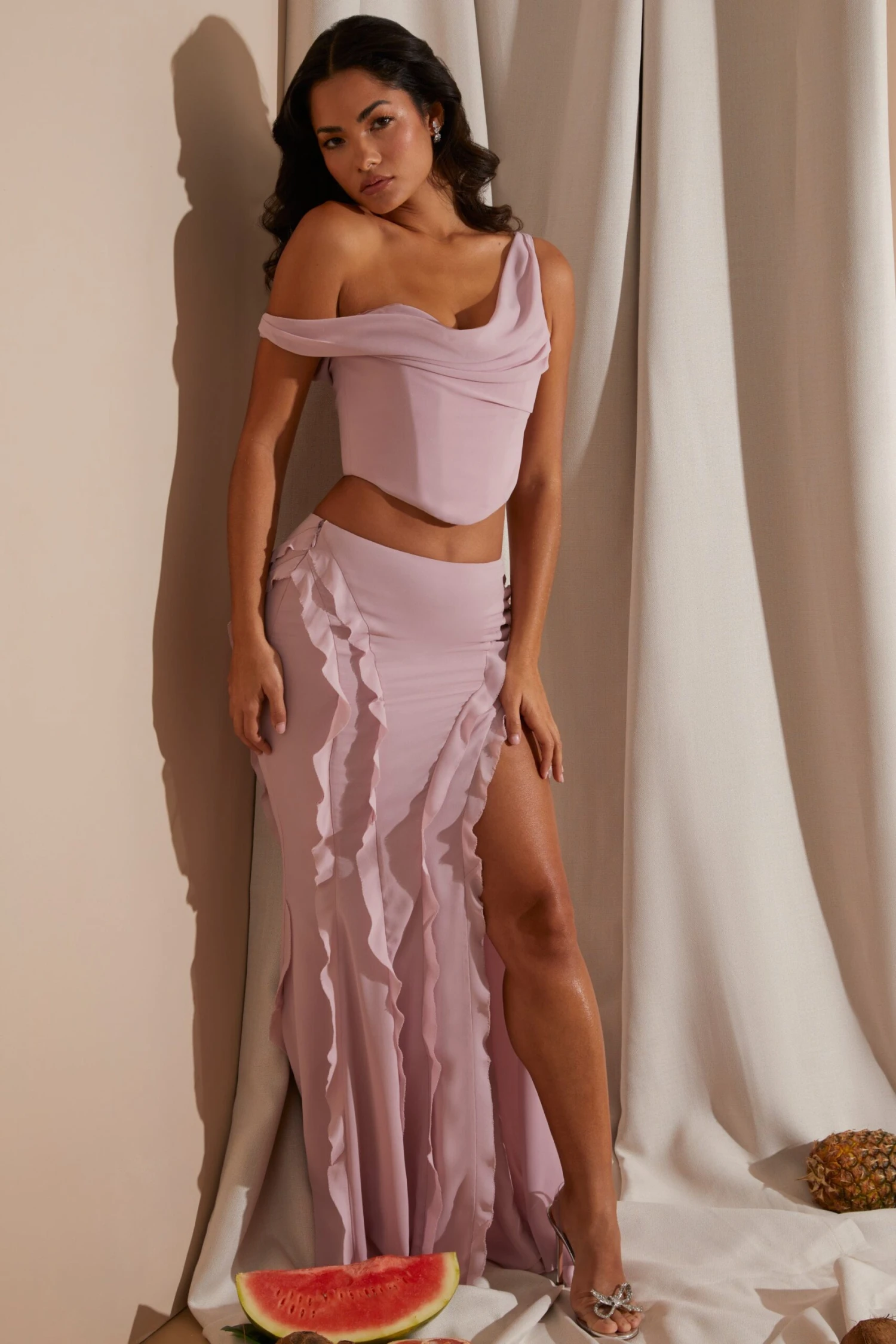 Draped Corset Crop Top In Blush 14 Draped Corset Crop Top In Blush - Image 12