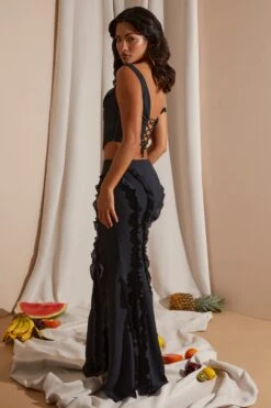 Mid Rise Ruffle Detail Maxi Skirt In Black 38 Mid Rise Ruffle Detail Maxi Skirt In Black -Glam Dress Store 6912 6920 13 Black Draped Corset Top Midrise Ruffle Gown Skirt 3c0a5353 9b98 4d39 8e6c d2c383930514