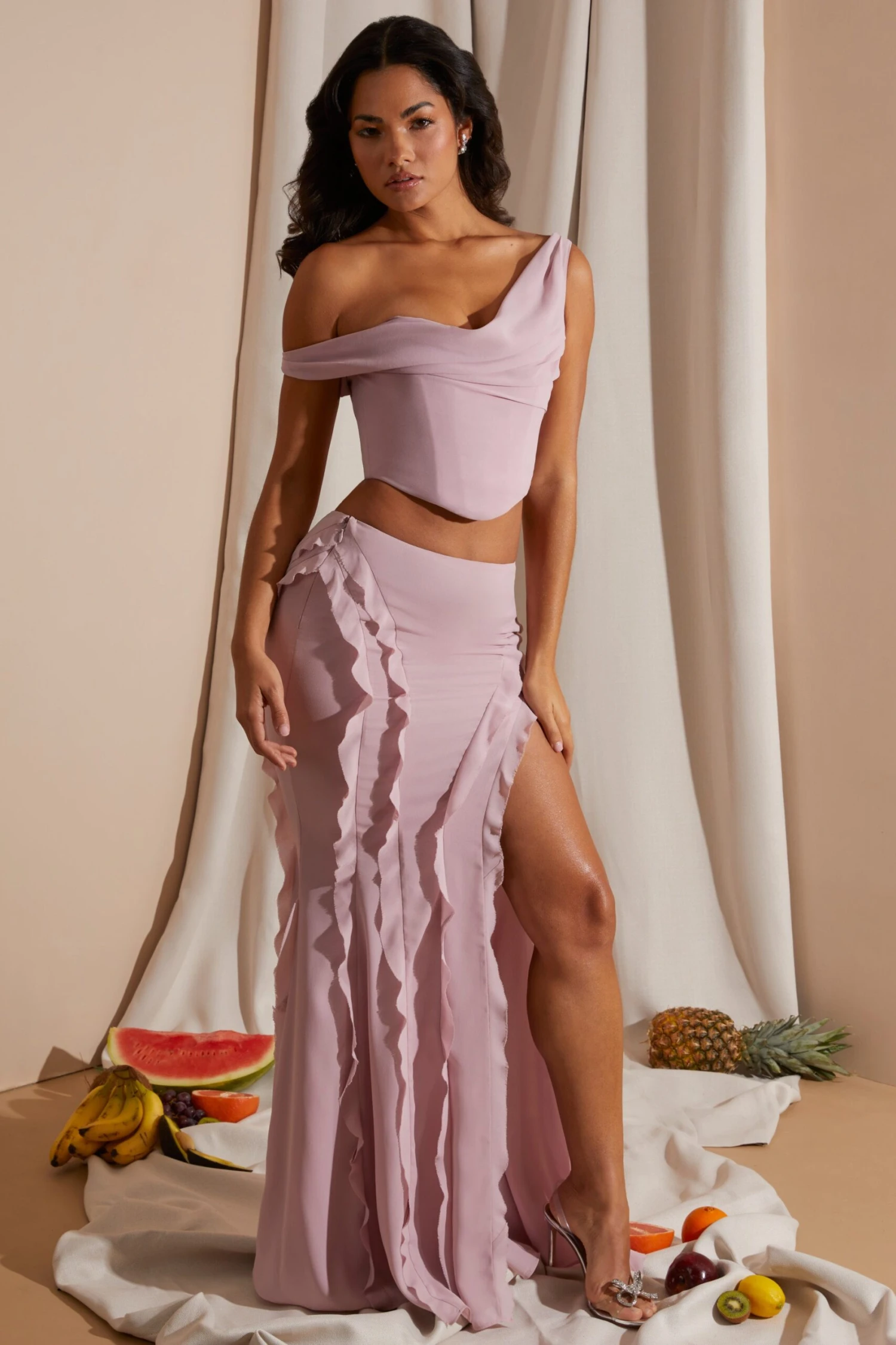Draped Corset Crop Top In Blush 10 Draped Corset Crop Top In Blush - Image 8