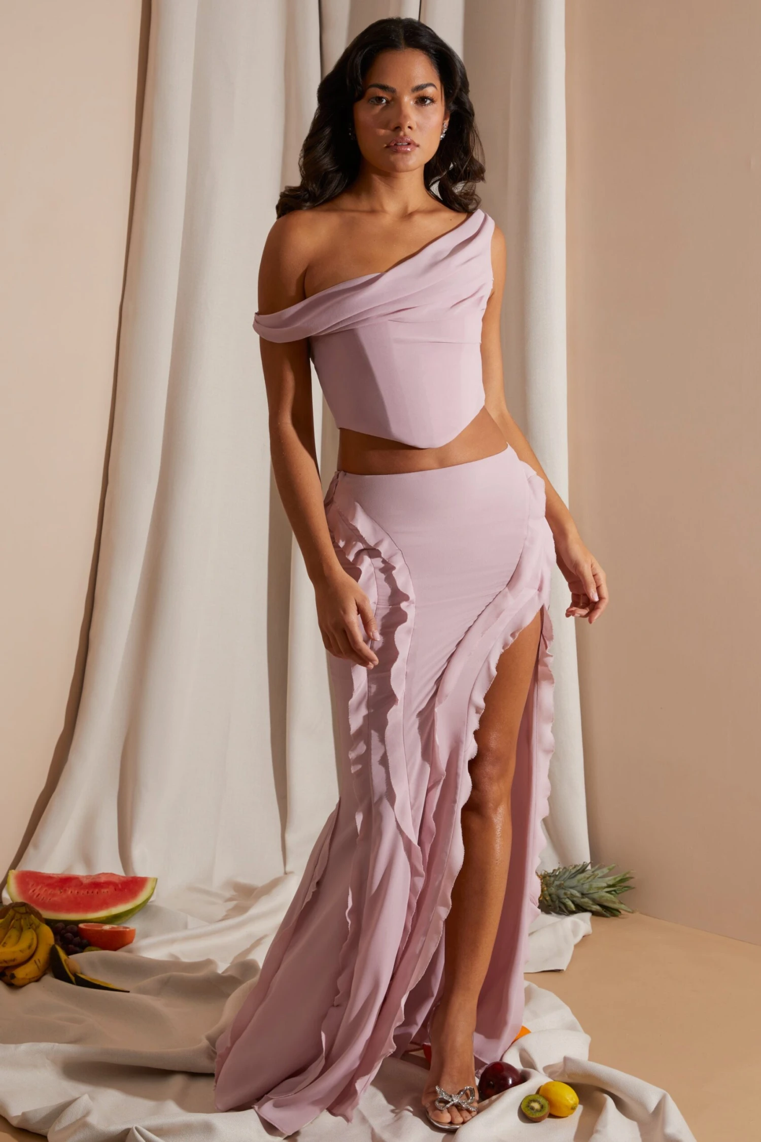 Draped Corset Crop Top In Blush 11 Draped Corset Crop Top In Blush - Image 9