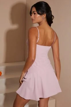 Glam Dress Store -Glam Dress Store 6913 7 Blush Asymmetrical Frill Mini Dress