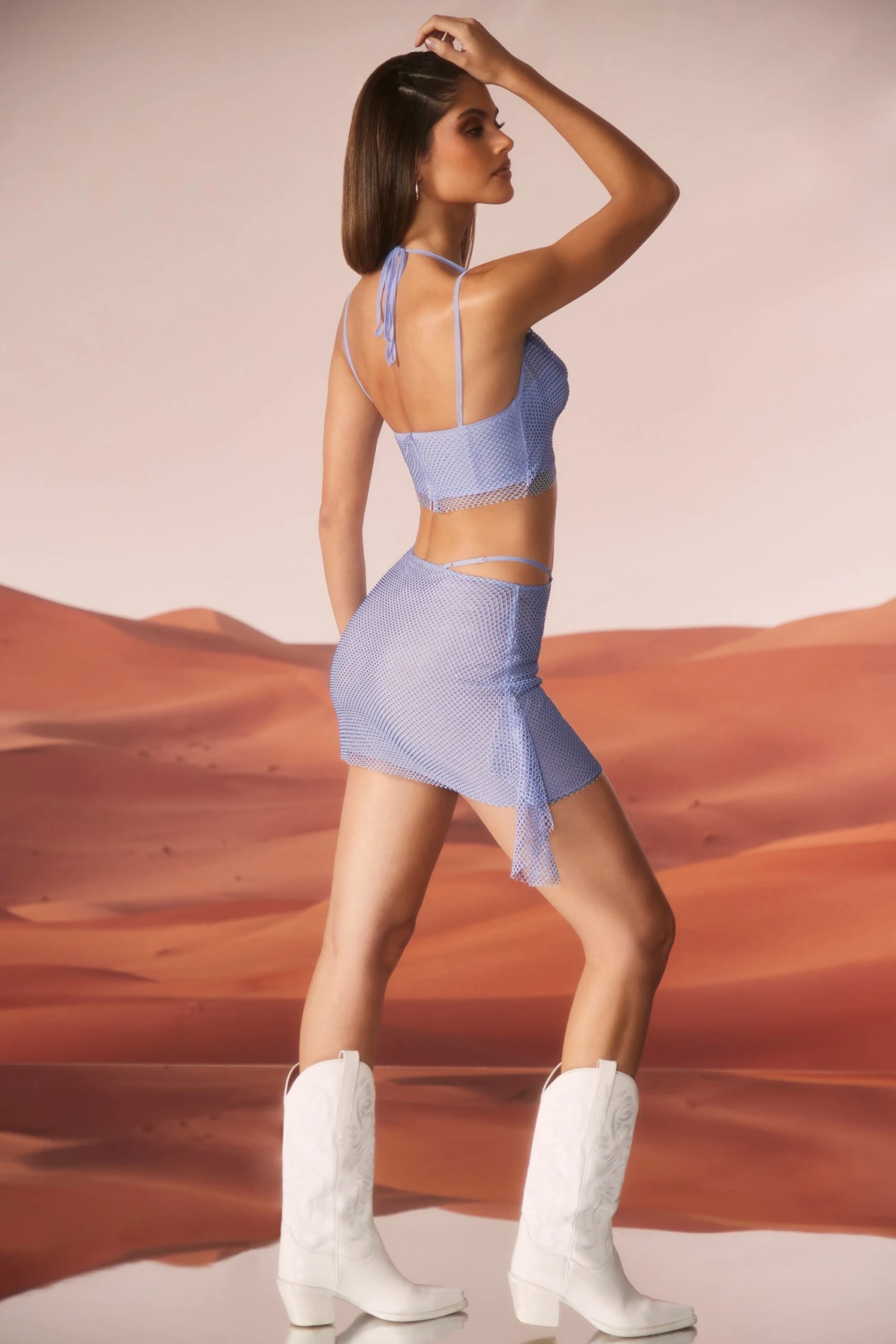 Embellished Strap Detail Mini Skirt In Blue 5 Embellished Strap Detail Mini Skirt In Blue - Image 3