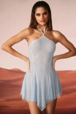 Embellished Lace Up Back Mini Dress In Aqua 17 Embellished Lace Up Back Mini Dress In Aqua -Glam Dress Store 6937 2 Aqua Lace Up Back Dress