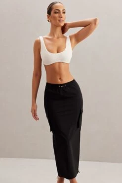 Cargo Maxi Skirt In Black 18 Cargo Maxi Skirt In Black -Glam Dress Store 6947Black 5871Ivory 5 Kirra Black Cargo Skirt Kaiya Ivory Bralet f16c5d04 40da 44b1 b0df ddce6c998c5d