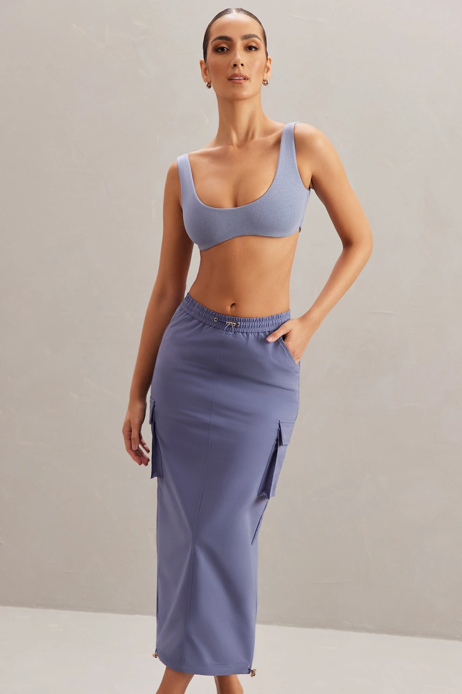Plunge Neck Bralette In Blue 10 Plunge Neck Bralette In Blue - Image 8