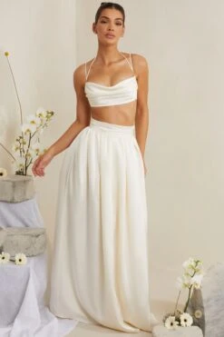 Pleated Heavy Satin Maxi Skirt In White 16 Pleated Heavy Satin Maxi Skirt In White -Glam Dress Store 6985 6986 1 Dulcie Edyta White Cowl Neck Top Pleated Satin Skirt 3a709464 2c53 4aee 923e 6aa56620c580