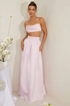 Pleated Heavy Satin Maxi Skirt In Pink 18 Pleated Heavy Satin Maxi Skirt In Pink -Glam Dress Store 6985 6986 4 Dulcie Edyta Pink Cowl Neck Top Pleated Satin Skirt b845e5e6 6e2b 4d36 80c7 36f4aebf75f4